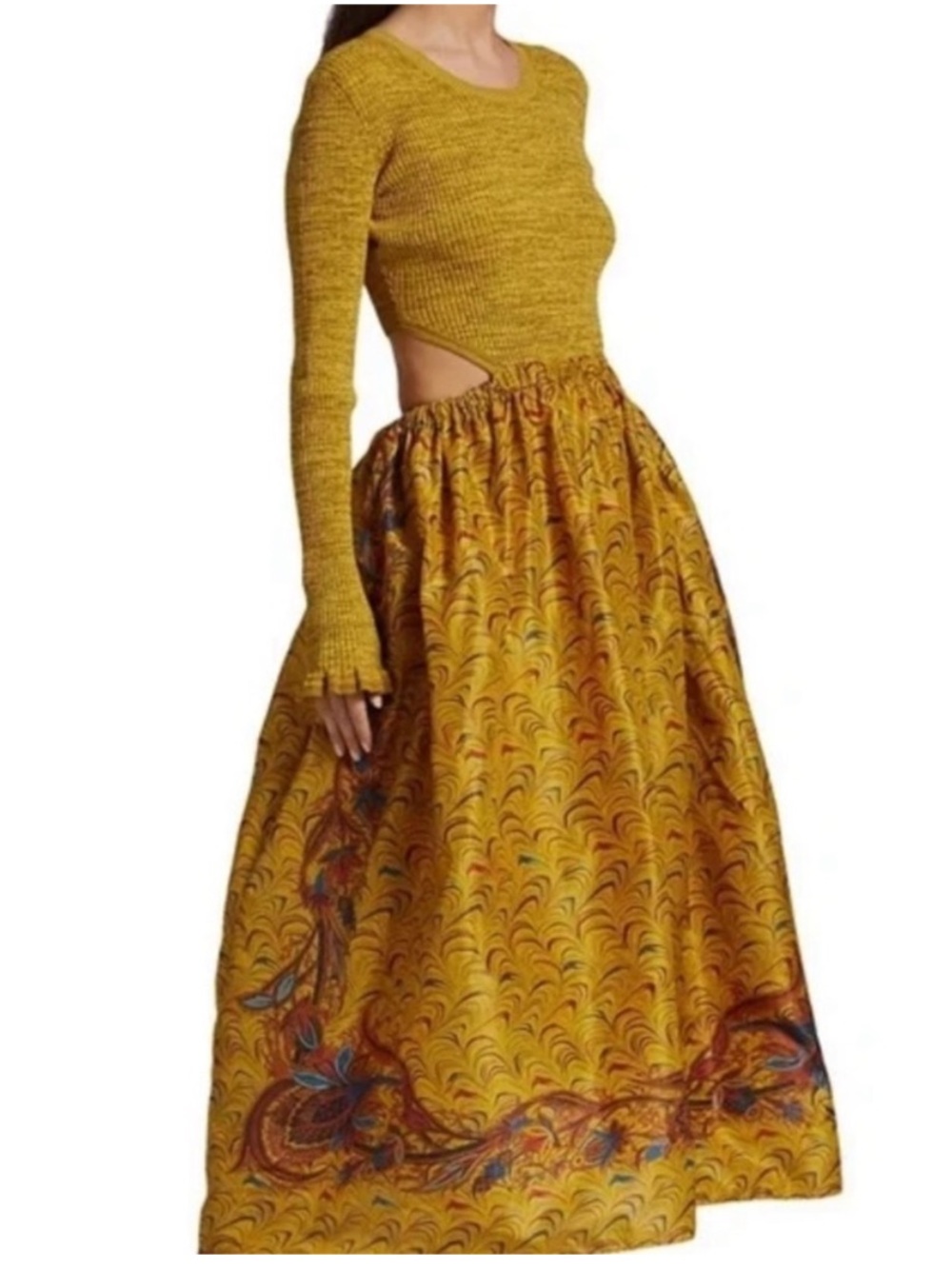 ULLA JOHNSONMustard Yellow Cutout Waist Maxi Dress - Women